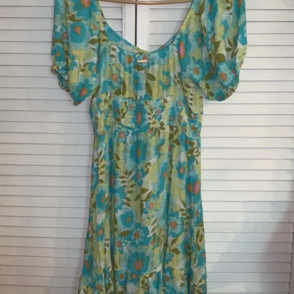 Billabong vintage Sundress with Puff Sleeves size med - Picture 3 of 9